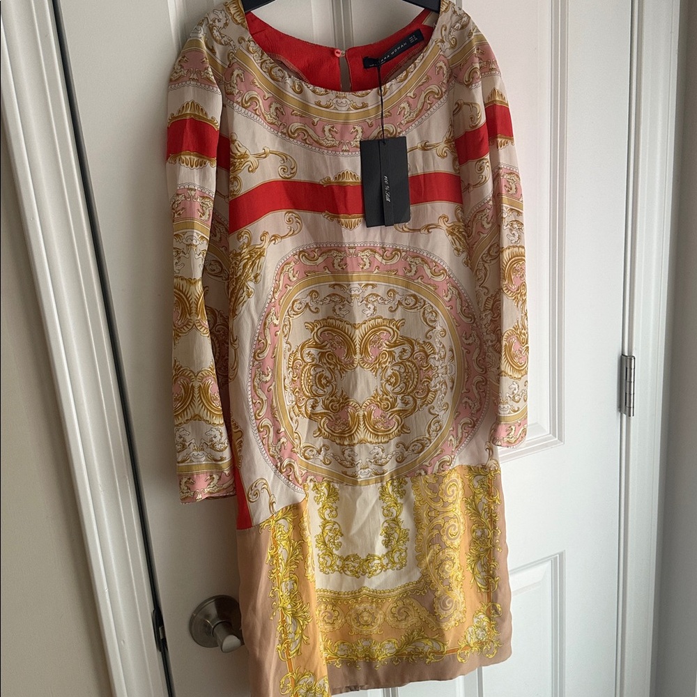 Zara women 100% silk Long Sleeve Dress - Picture 2 of 8
